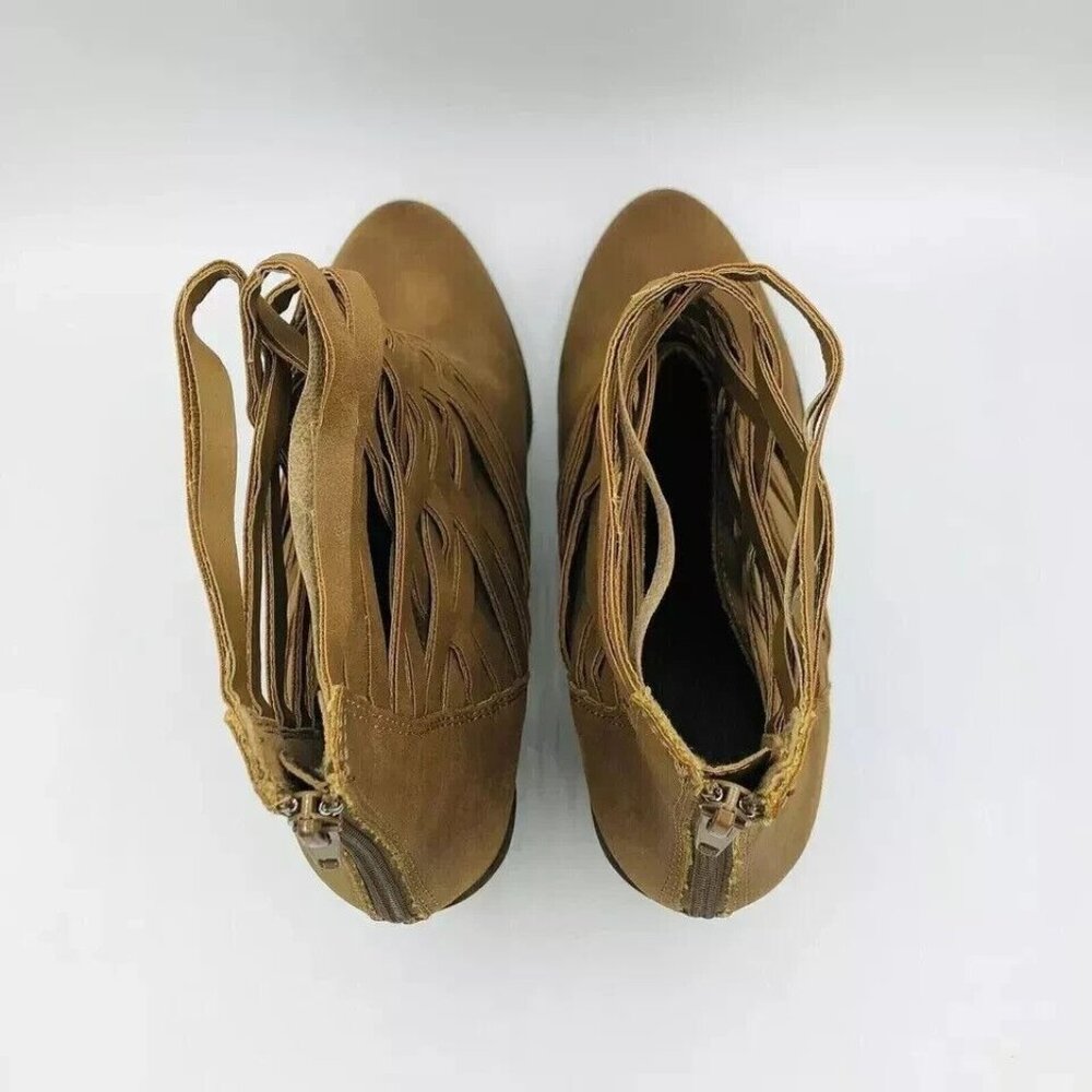 Arizona Jeans Womens Boots 9.5 Olympia Booties Memory Foam Brown Ankle Zip Weave - Picture 8 of 11